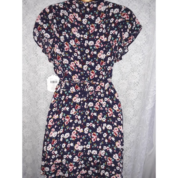 NWT Sz S Altar'd State Navy Blue Multicolor Paisley Print Wrap Dress - Picture 8 of 9